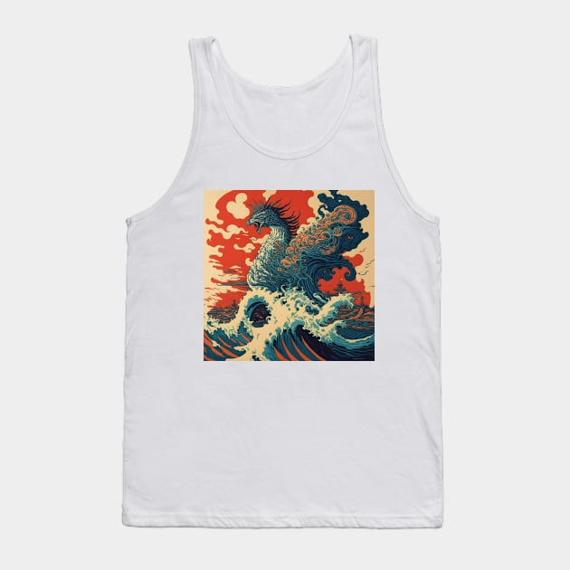 A phoenix jumping out of the waves. Tank Top by CRAZYMAN